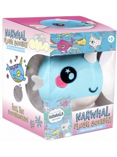 Plush Narwhal squishy with book